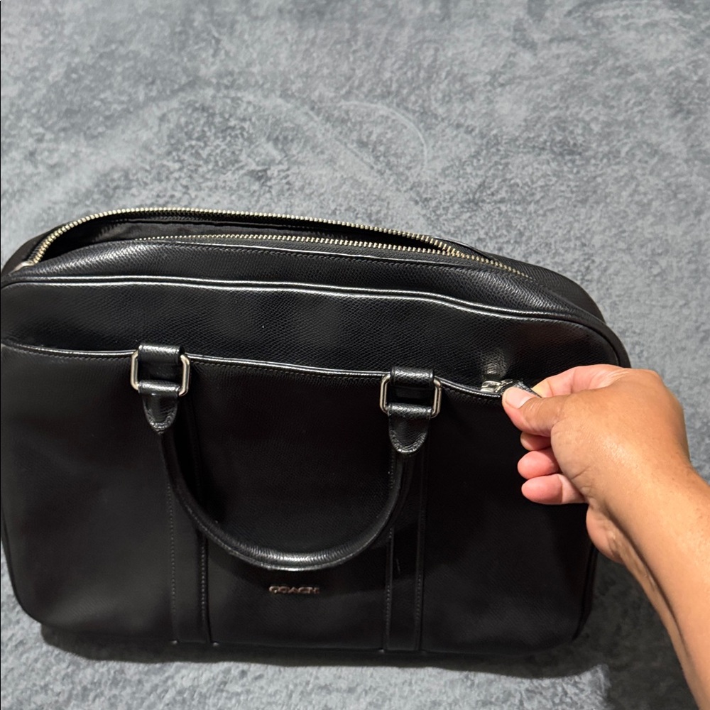 Coach Metropolitan  Black Slim Briefcase Handbag Leather Laptop Bag - Picture 8 of 14